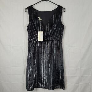 The Korner‎ Womens Black Surplice Neck Sleeveless Shift Dress Size Small